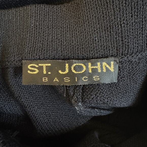 St. John Basics Black Santana Knit Pull On Pants SZ 12 Vintage Capsule Wardrobe - Picture 5 of 13